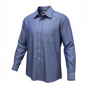 Roundtree And Yorke Gold Label 16.5 33 Blue Fitted 80's Non Iron Twill Cotton